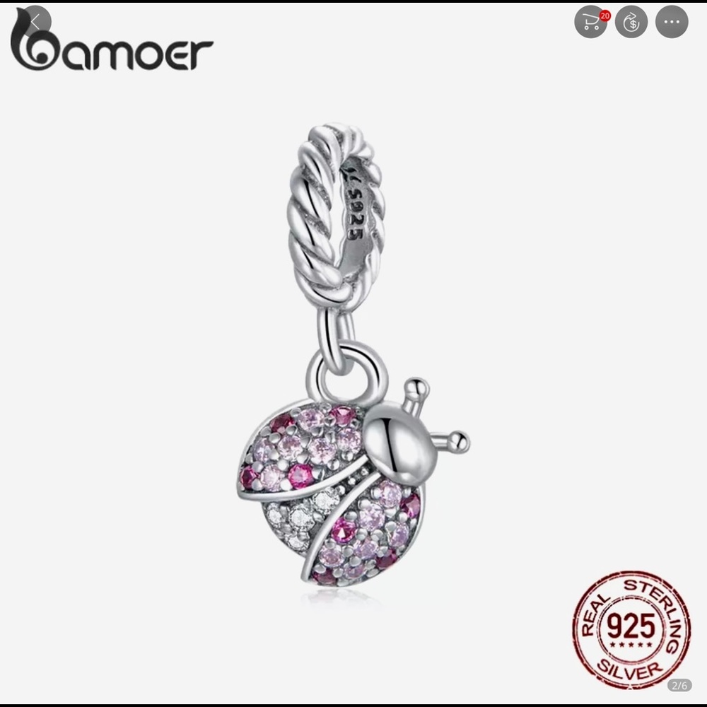 3 FOR $30Sterling Silver/CZ Lady Bug Bracelet Charm